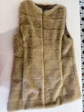 Zara Faux Fur Vest in Tan